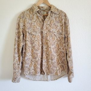 American Eagle retro vintage 1970’s style corduroy pearl snap western top